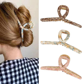 FAELBATY Big Butterfly Hair Clips in peacock pearly pink