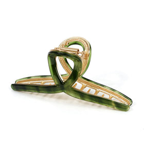 FAELBATY Big Hair Claw Clip front view in sparkling green acetate