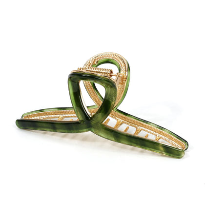 FAELBATY Big Hair Claw Clip front view in sparkling green acetate