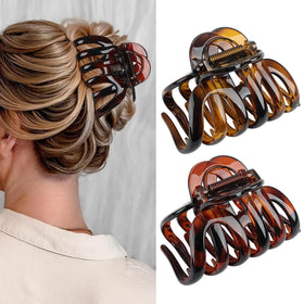 FAELBATY Octopus Hair Claw Clip in peacock dark brown front view