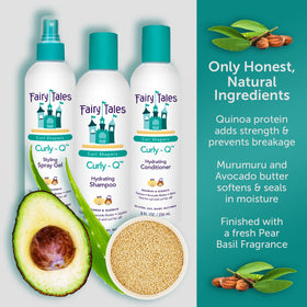 Fairy Tales Curly Q Kids Shampoo and Conditioner set with packaging