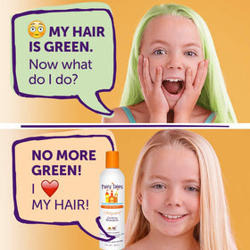 Fairy Tales Sun & Swim shampoo in a bathroom setting
