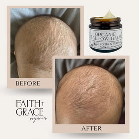 Faith and Grace Organics Beef Tallow Balm in a lifestyle setting