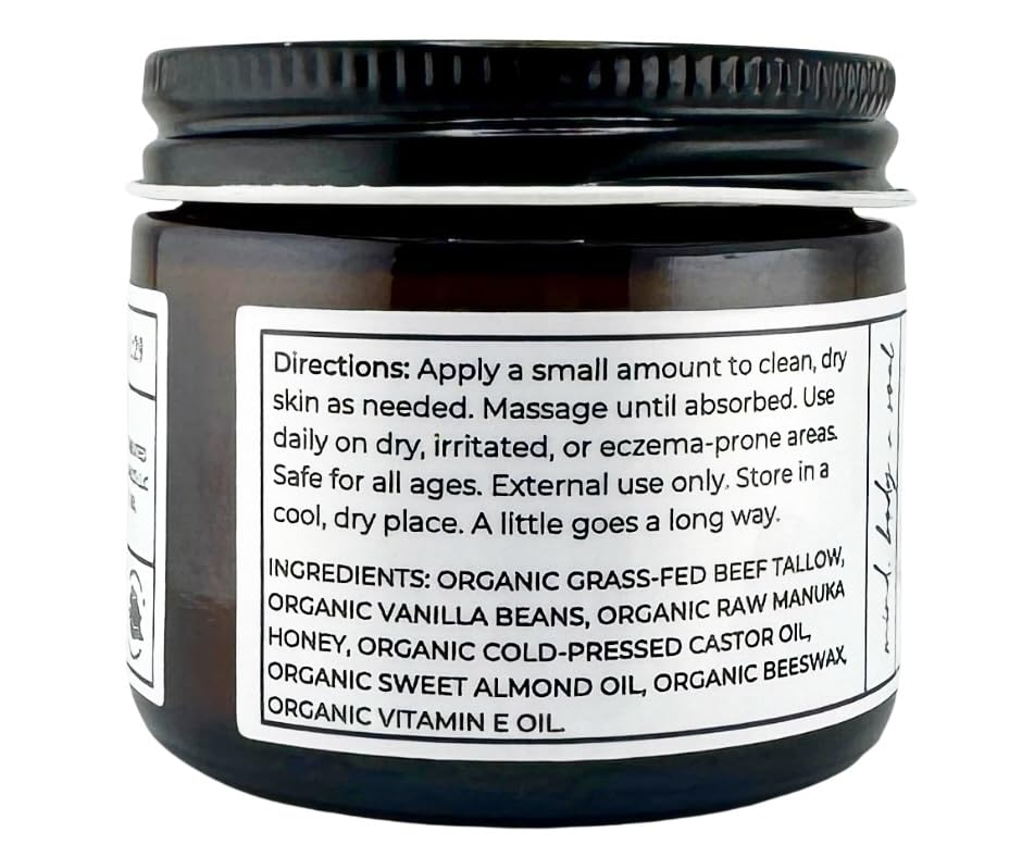 Faith and Grace Organics Beef Tallow Balm packaging details