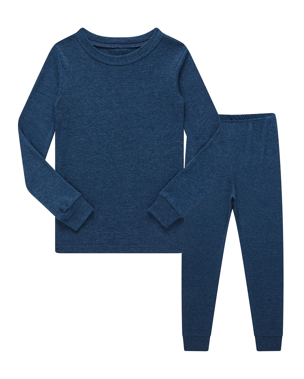 Family Feeling Big Boys Long Sleeve Pajamas Set front view, solid blue