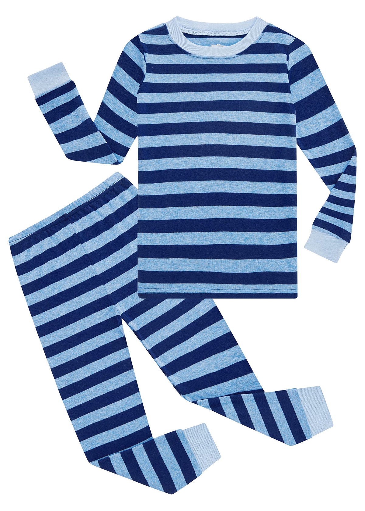 Family Feeling kids long sleeve striped pajamas set front view, cotton fabric