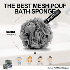 Family using WhaleLife loofah sponges in the shower