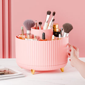 fanado 360° Rotate Makeup Brush Holder in a stylish bathroom setting