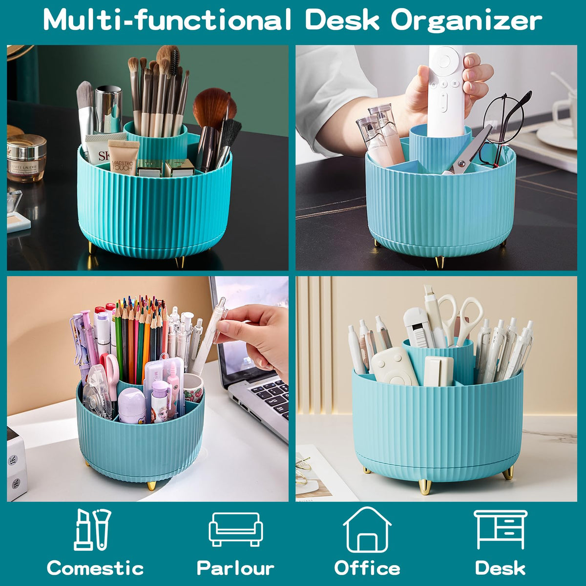 fanado 360° Rotate Makeup Brush Holder Organizer back view