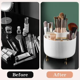 fanado 360° Rotate Makeup Brush Holder Organizer compact size comparison