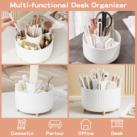 fanado 360° Rotate Makeup Brush Holder Organizer in a bathroom setting