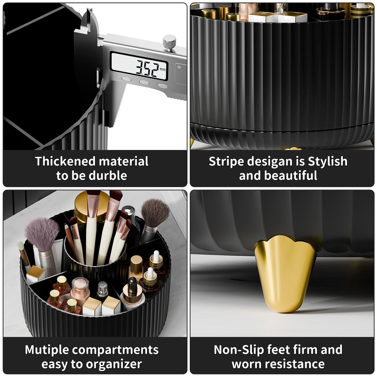 fanado 360° Rotate Makeup Brush Holder Organizer lifestyle scene on vanity