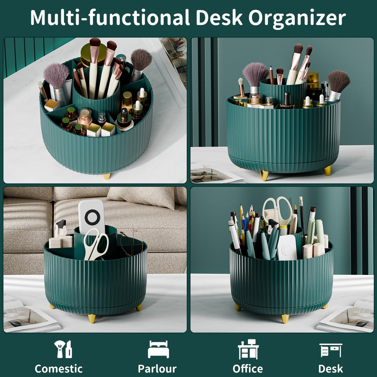 fanado 360° Rotate Makeup Brush Holder Organizer side view