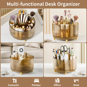 fanado 360° Rotate Makeup Brush Holder Organizer with gold feet