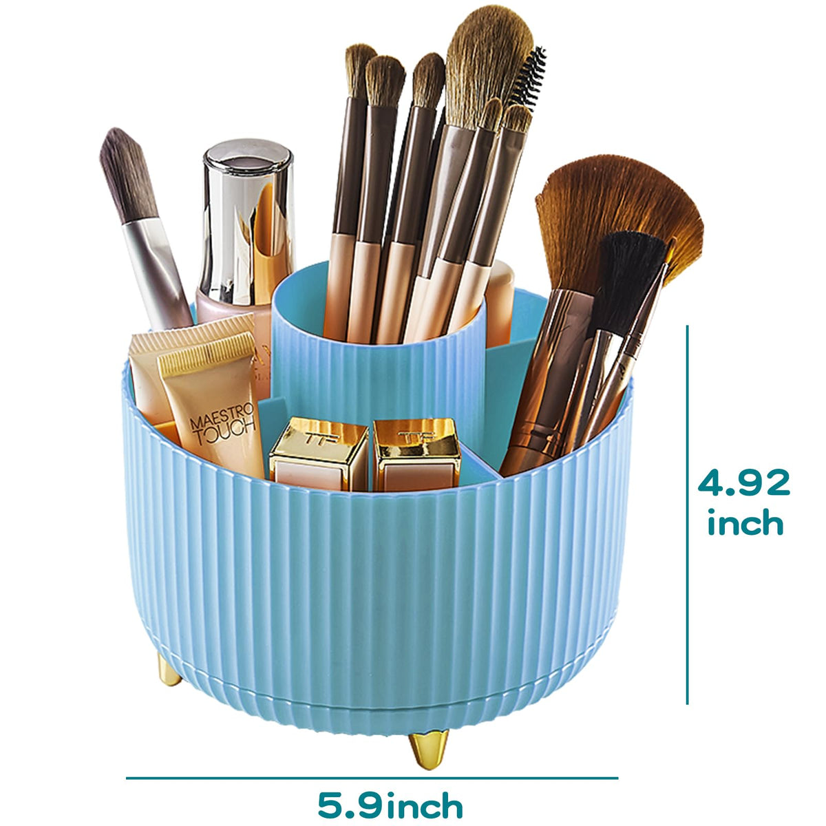fanado 360° Rotate Makeup Brush Holder Organizer with gold-plated feet
