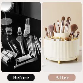 fanado 360° Rotate Makeup Brush Holder Organizer with gold-plated feet