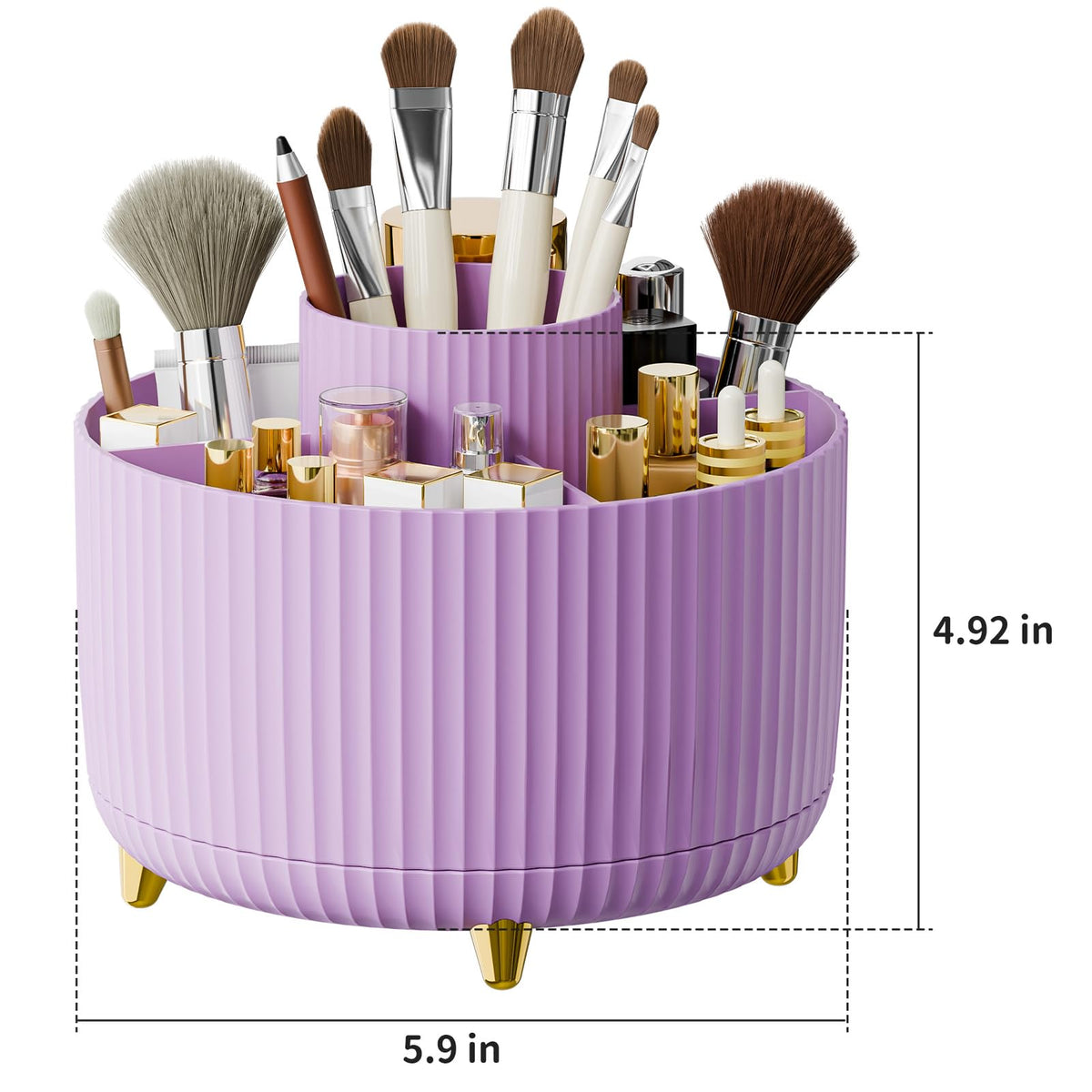 fanado 5 compartment makeup brush holder with various cosmetics