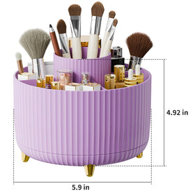 fanado 5 compartment makeup brush holder with various cosmetics