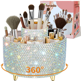 fanado Bling 360° Rotate Makeup Brush Holder Organizer front view