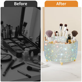 fanado Bling 360° Rotate Makeup Brush Holder Organizer in gift box