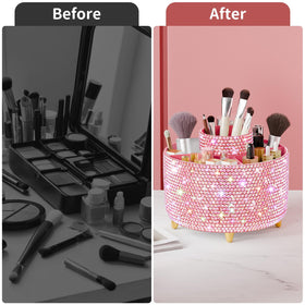 fanado makeup brush holder with various cosmetics inside