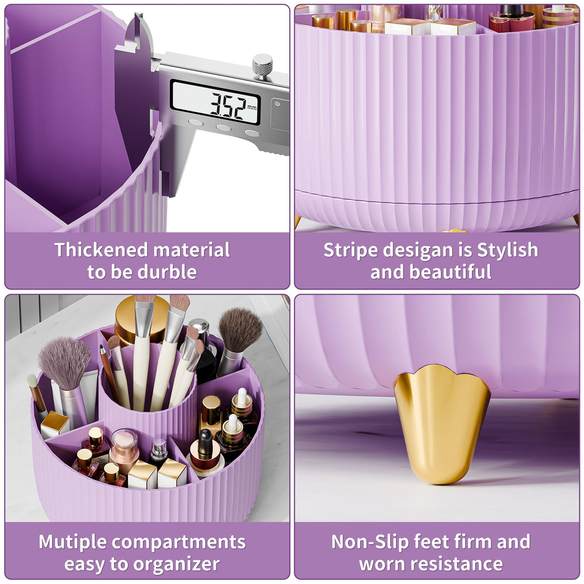 fanado makeup holder on a vanity showcasing its stylish design