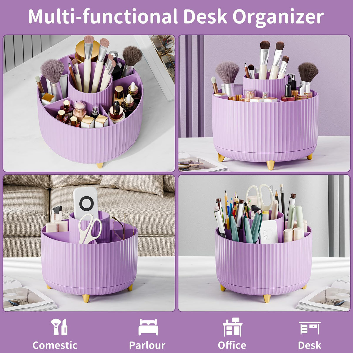 fanado organizer with vertical stripes design and gold-plated feet