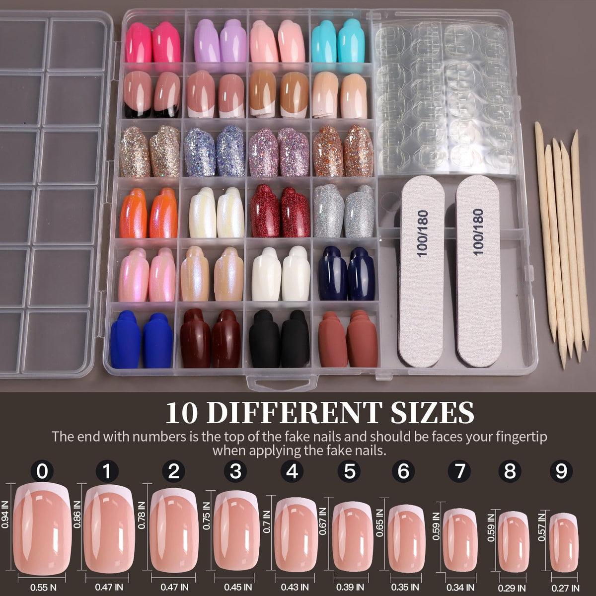 Fandamei 240 nail glue stickers in different sizes
