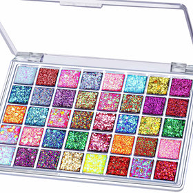 Fandamei 40-Color Face Glitter Palette front view with vibrant shades