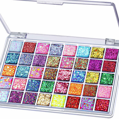 Fandamei 40-Color Face Glitter Palette front view with vibrant shades