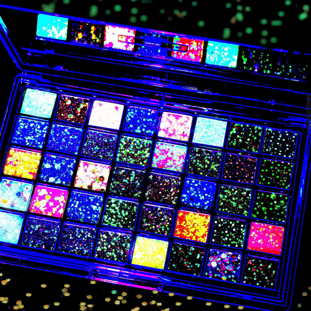 Fandamei 40 Colors Glow in The Dark Glitter Kit front view