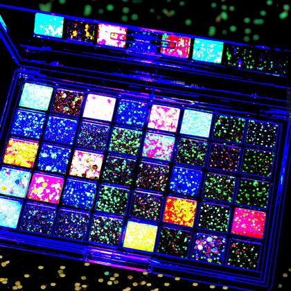Fandamei 40 Colors Glow in The Dark Glitter Kit front view