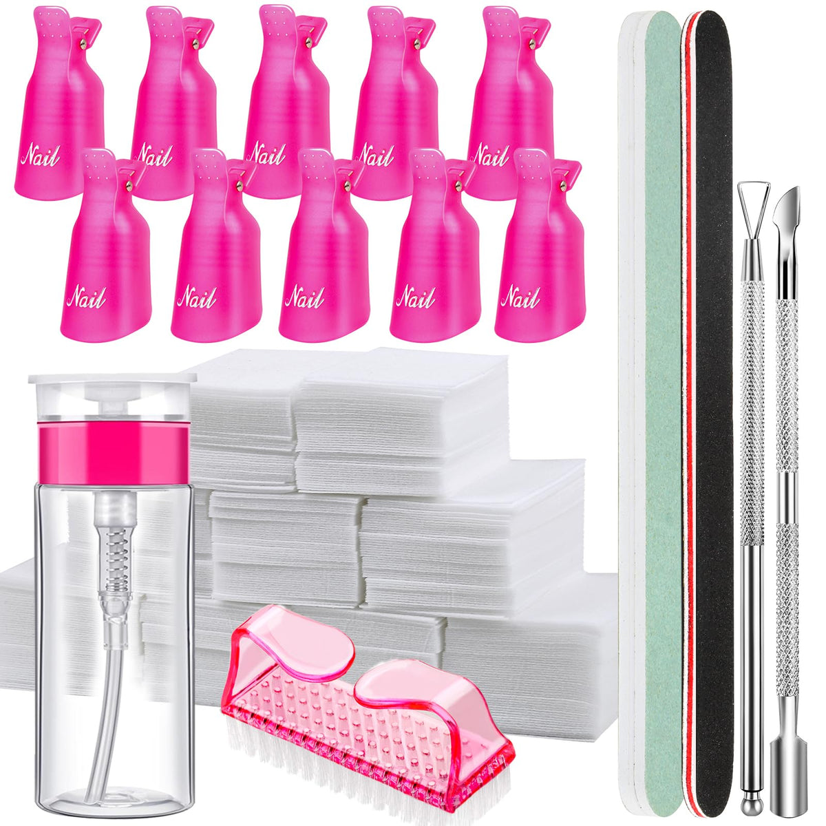 Fandamei Gel Nail Polish Remover Tools Kit with clips and remover bottle