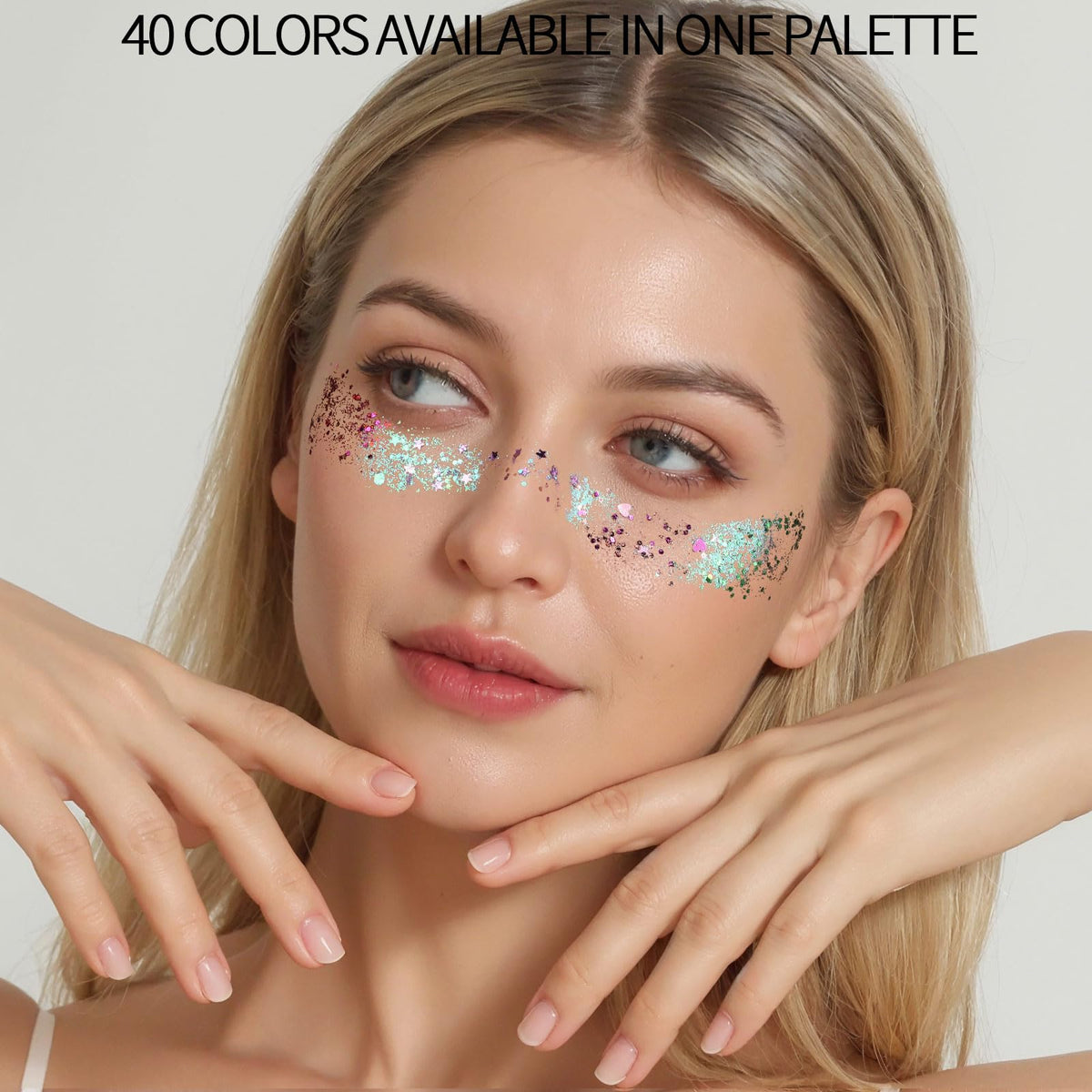 Fandamei glitter applied to hair for a festival look