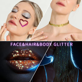 Fandamei glitter applied to hair for a festive look
