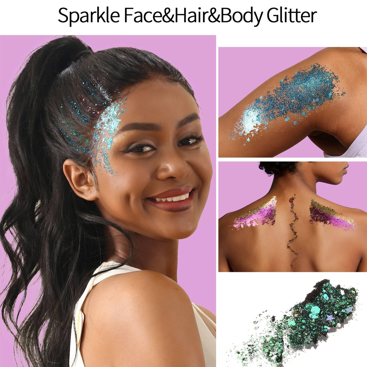 Fandamei glitter gel used for dramatic face paint design