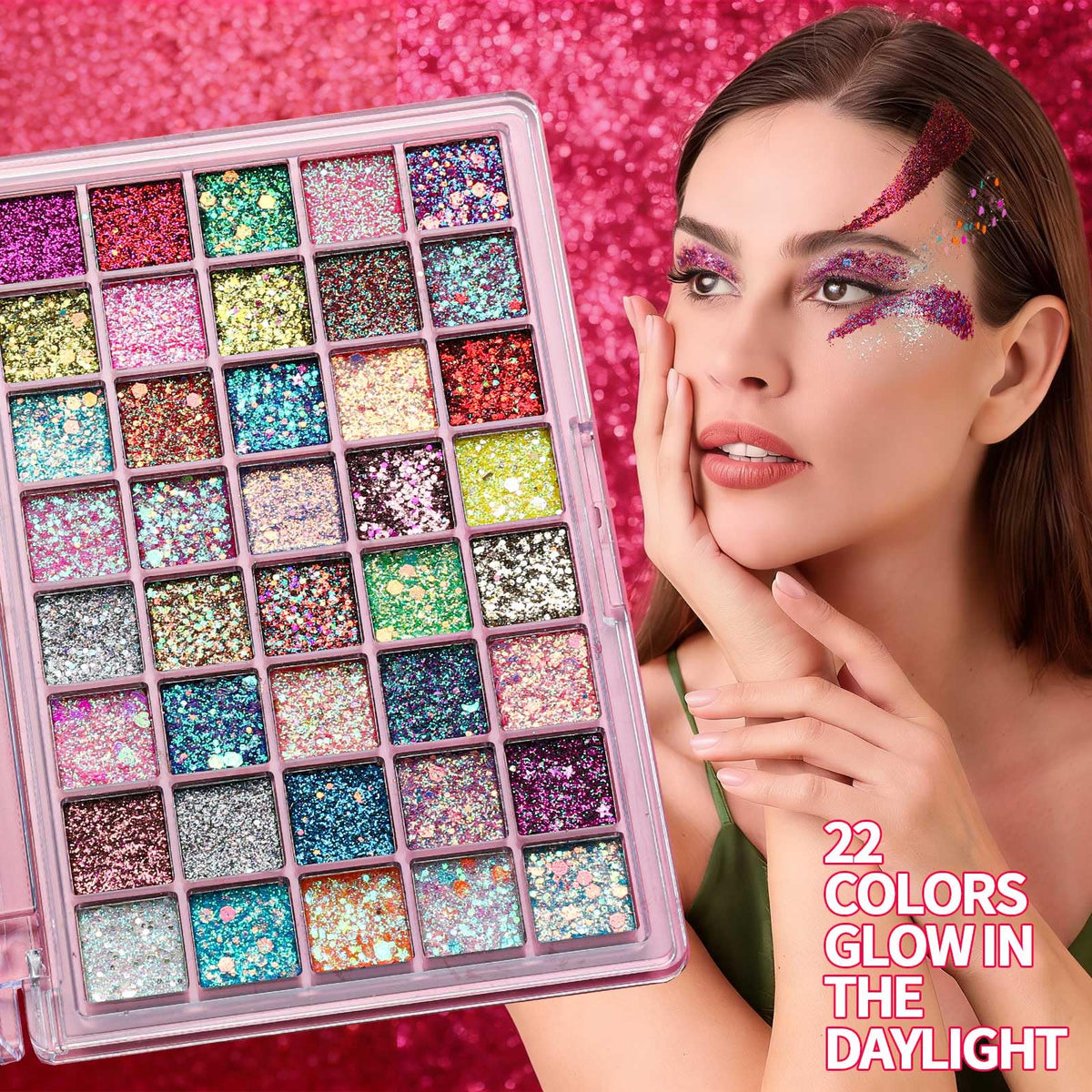 Fandamei glitter palette open showing individual colour wells