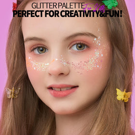 Fandamei glitter palette with all 40 colours displayed