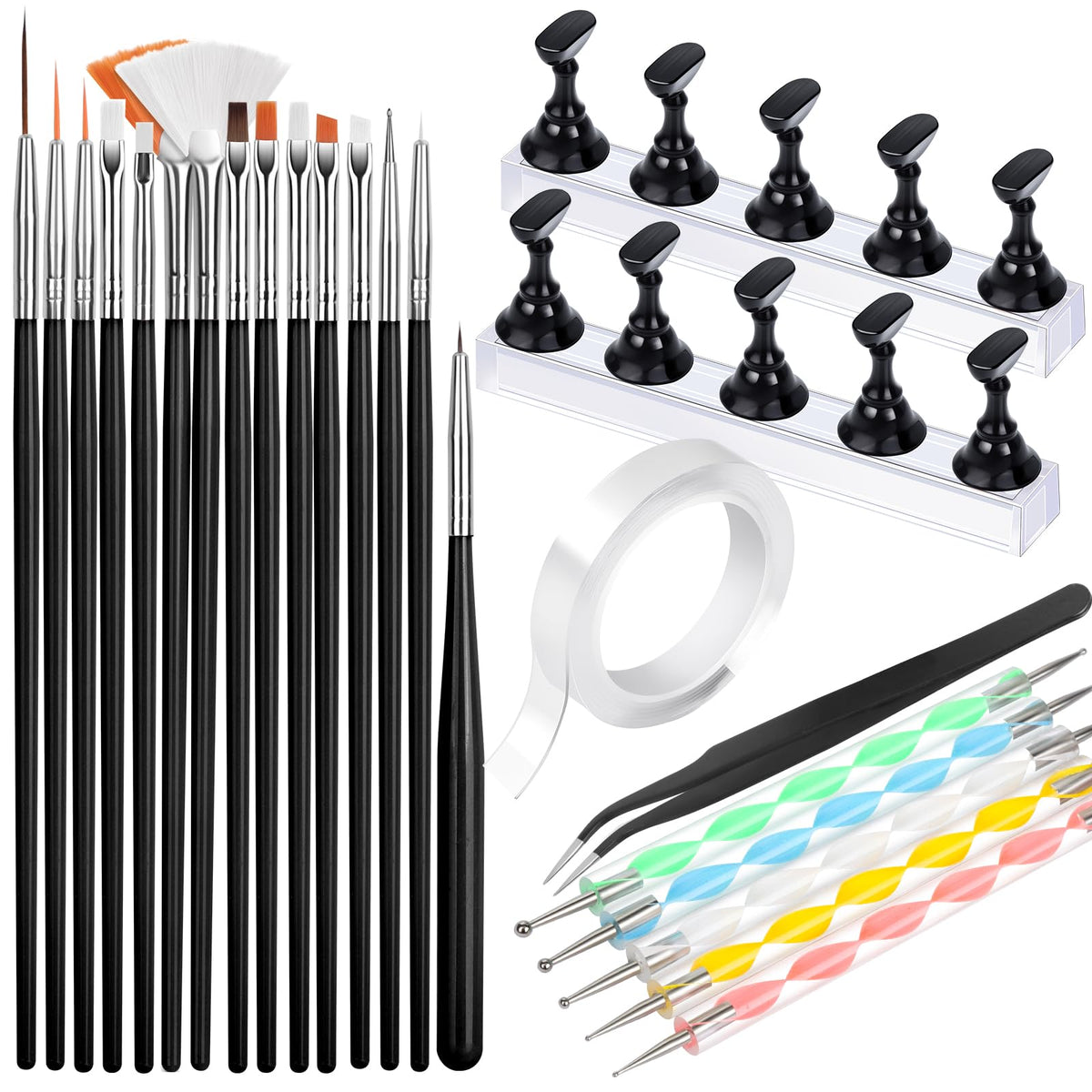 Fandamei Nail Art Tools Set including brushes and stands