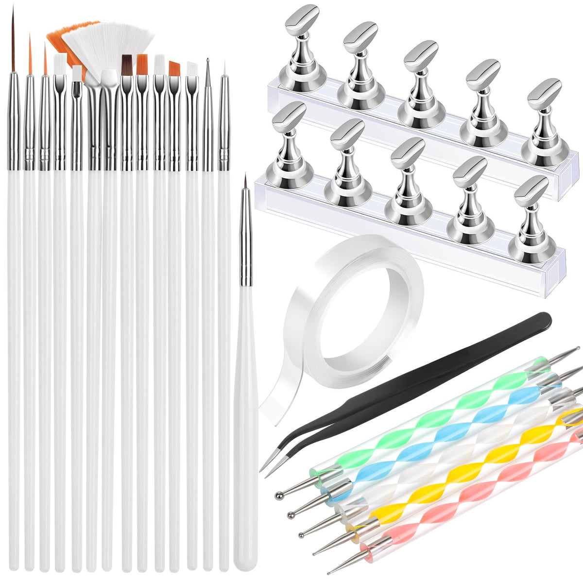 Fandamei Nail Art Tools Set including brushes and stands