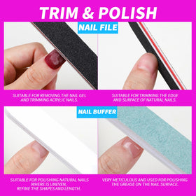 Fandamei nail file and buffer block with dual grit