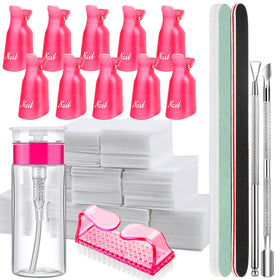 Fandamei Nail Polish Gel Remover Kit including clips and remover bottle