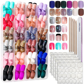 Fandamei Press on Nails 576PCS assorted colours front view
