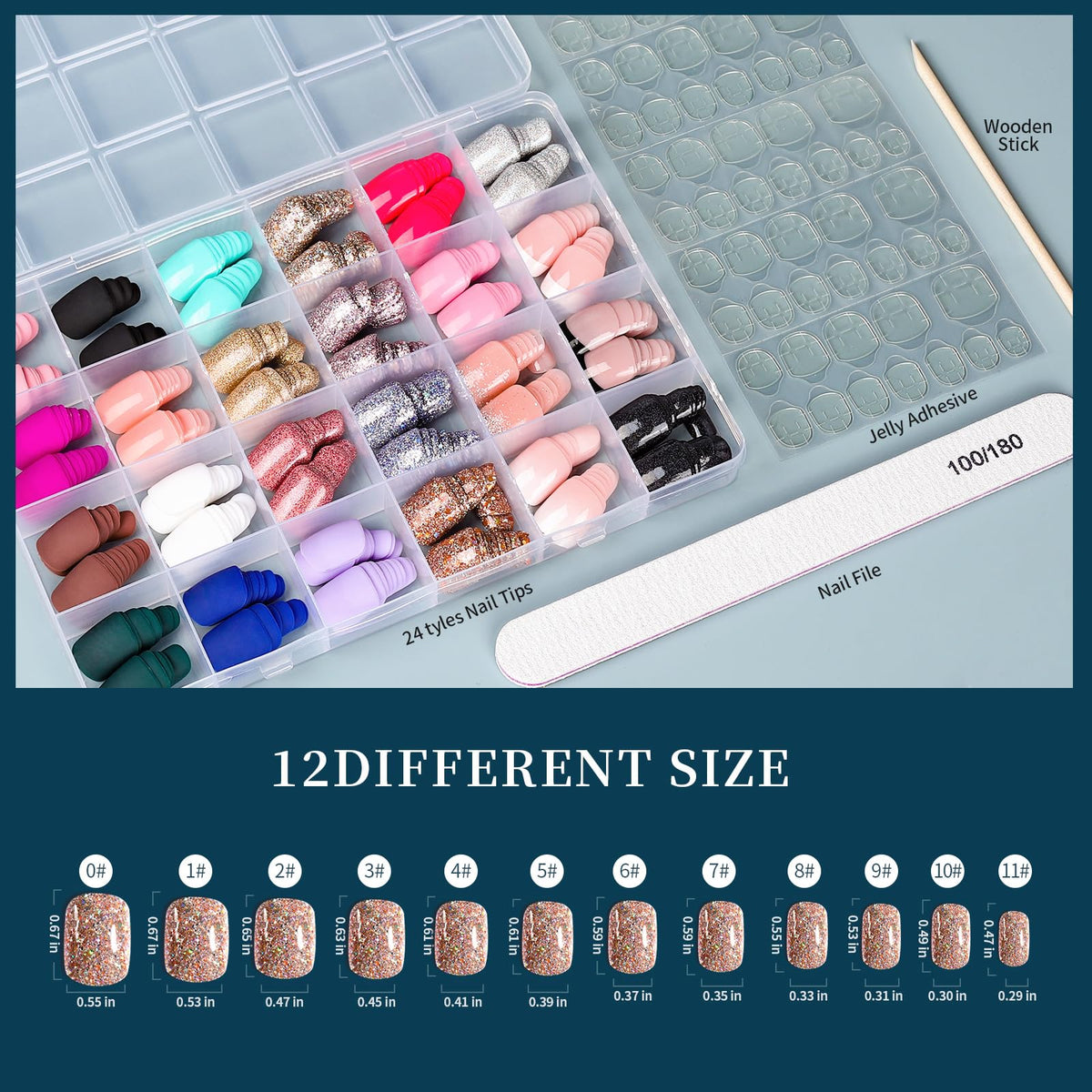Fandamei Press on Nails adhesive tabs and tools included