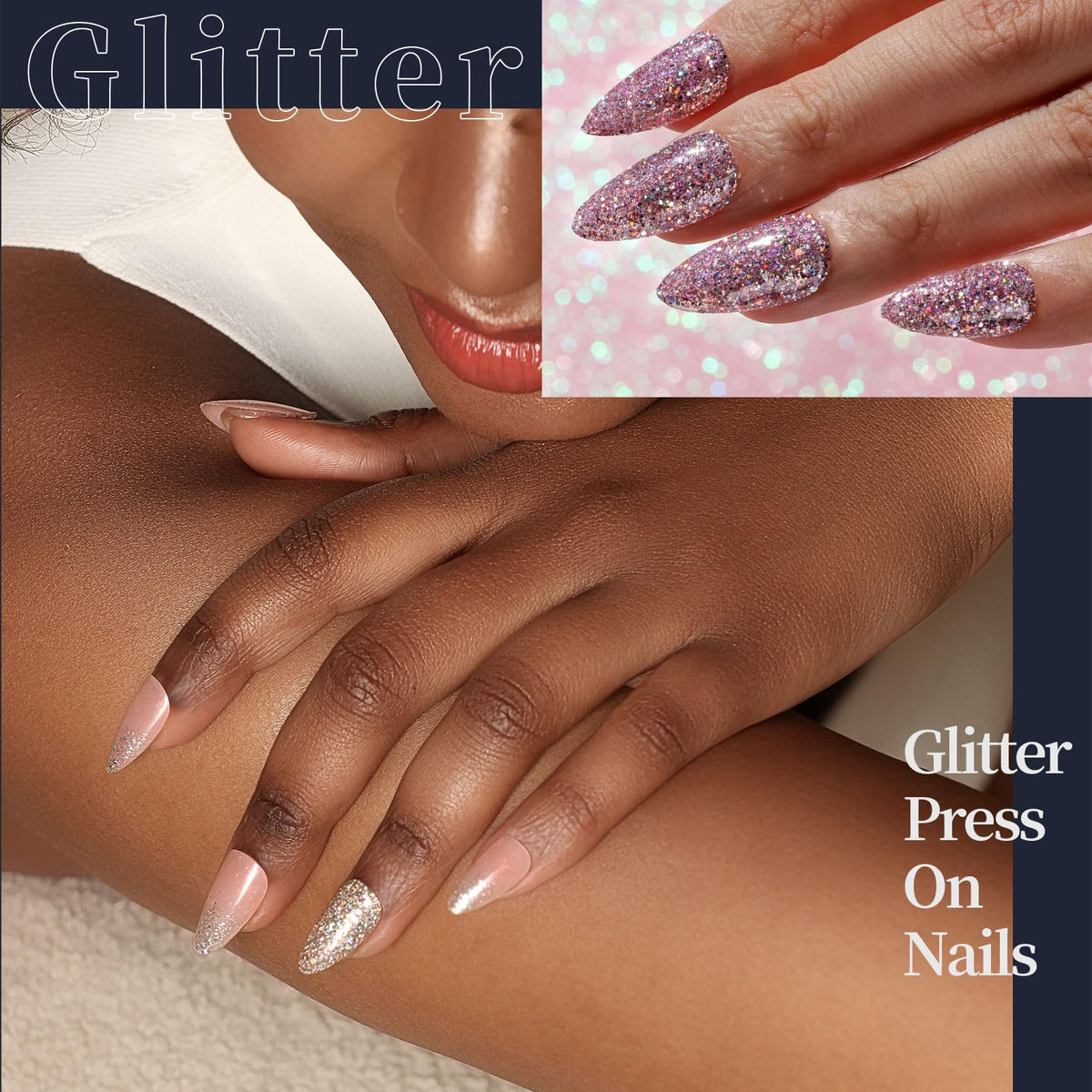 Fandamei Press on Nails French tip design in box