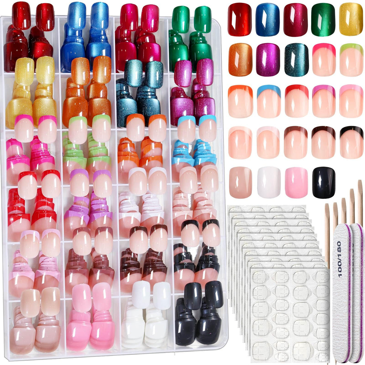 Fandamei Press on Nails Kit 576PCS assorted colours front view