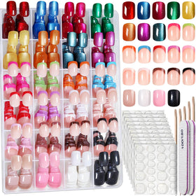 Fandamei Press on Nails Kit 576PCS assorted colours front view