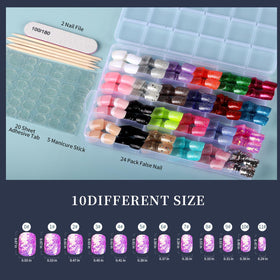Fandamei Press on Nails Kit showcasing glossy solid colours