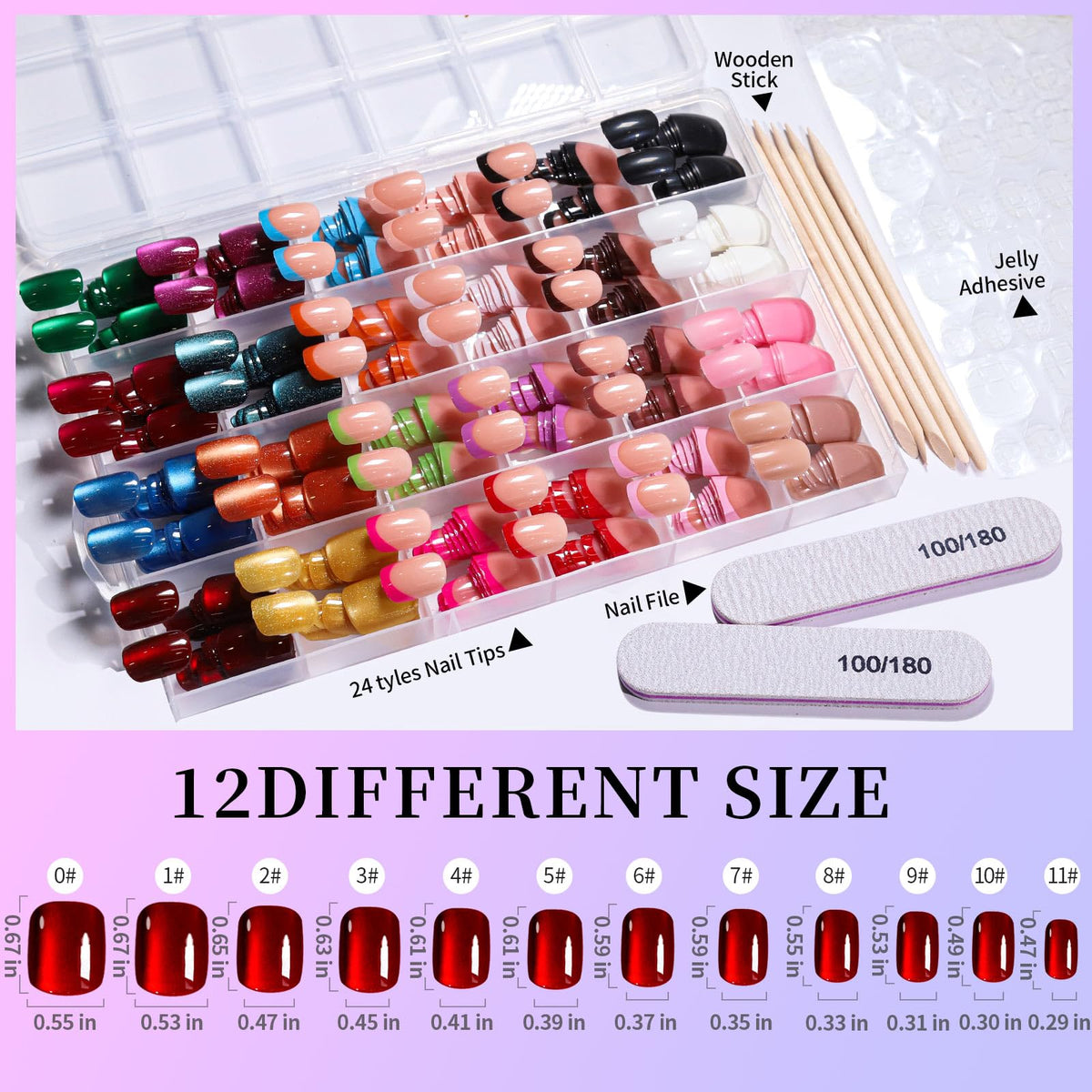Fandamei Press on Nails Kit with cat eye nails close-up