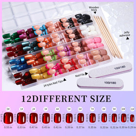 Fandamei Press on Nails Kit with cat eye nails close-up